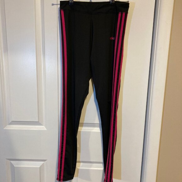 #47 Girls' Classic Adidas Black and Pink Leggings, Size XL, Like NEW! - Picture 1 of 5